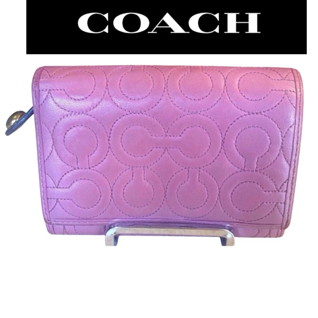 Coach Pink Embossed Leather Wallet Authentic And Vintage Euc